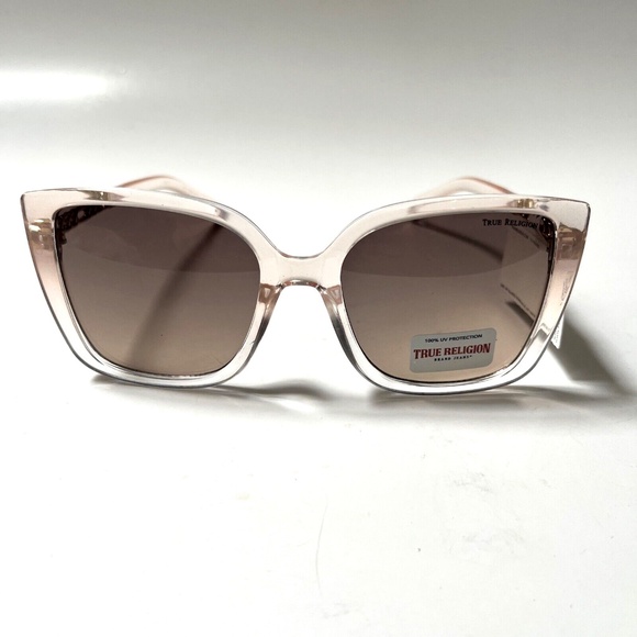New Original TRUE RELIGION Square Oversized Sunglasses Translucid Pink Metal main image 5